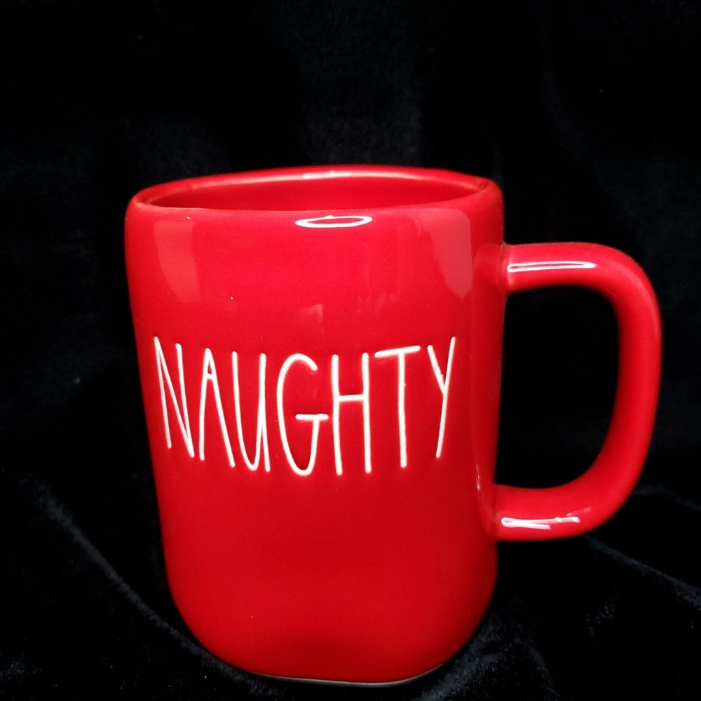 Rae Dunn Naughty Nice Christmas Mug Red Coffee Cup 16 oz Double Sided 2019